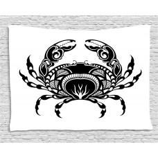 Crabs Tapestry, Artistic Design of an Aquatic Arthropod Marine Biology Underwater Wildlife Inspired, Wall Hanging for Bedroom Living Room Dorm Decor, 80W X 60L Inches, Black White, by Ambesonne   